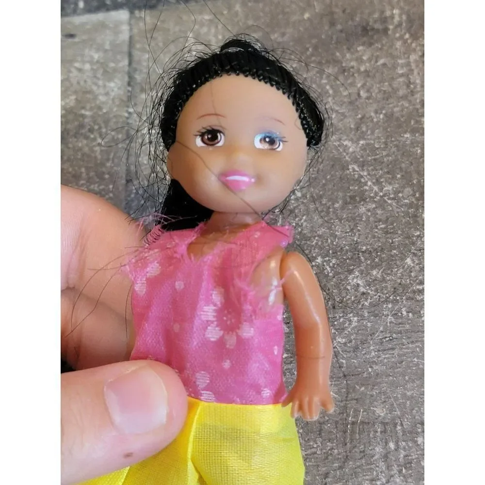 Mini happy pink yellow dress doll girl toy‎ figure